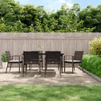 7-tlg. Garten-Essgruppe mit Kissen Poly Rattan und Stahl