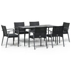 7-tlg. Garten-Essgruppe mit Kissen Poly Rattan und Stahl