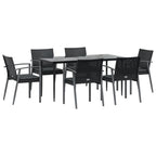 7-tlg. Garten-Essgruppe mit Kissen Poly Rattan und Stahl