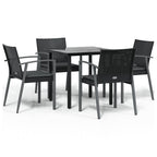5-tlg. Garten-Essgruppe mit Kissen Poly Rattan und Stahl
