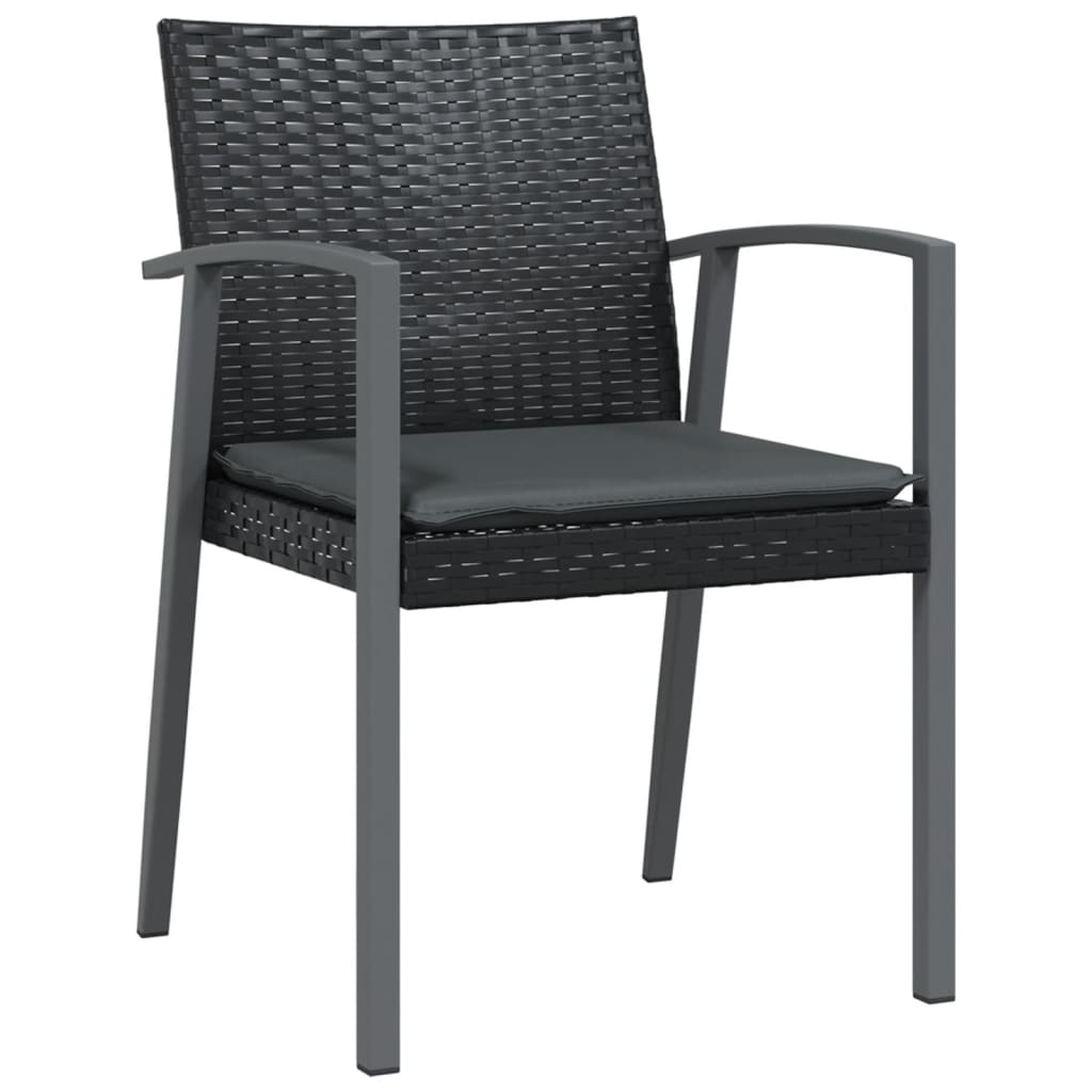 5-tlg. Garten-Essgruppe mit Kissen Poly Rattan und Stahl