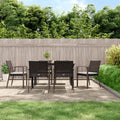 7-tlg. Garten-Essgruppe mit Kissen Poly Rattan und Stahl