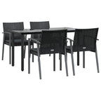 5-tlg. Garten-Essgruppe mit Kissen Poly Rattan und Stahl