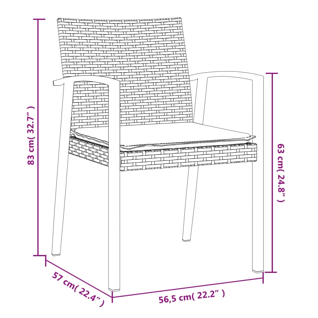 9-tlg. Garten-Essgruppe mit Kissen Poly Rattan und Stahl