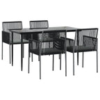 5-tlg. Garten-Essgruppe mit Kissen Schwarz Poly Rattan & Stahl