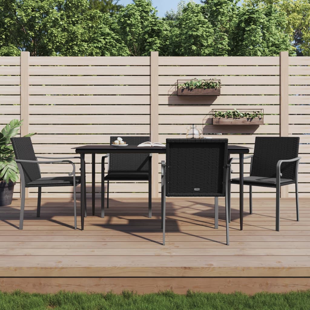 Gartenstühle mit Kissen 4 Stk. Schwarz 56x59x84 cm Poly Rattan