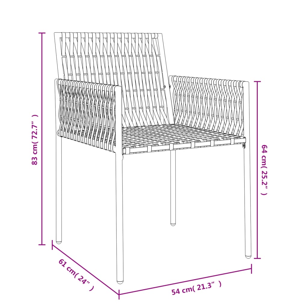 Gartenstühle mit Kissen 6 Stk. Braun 54x61x83 cm Poly Rattan