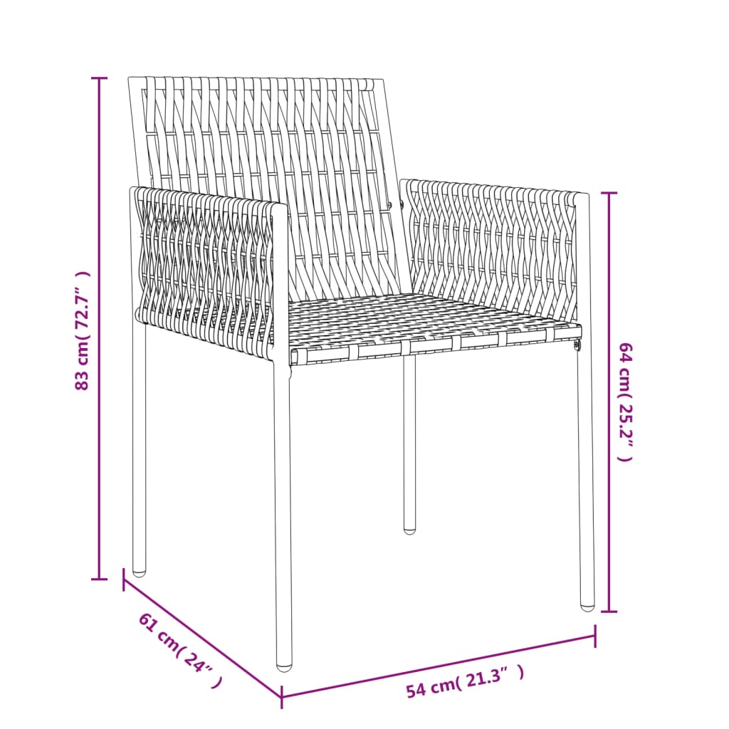 Gartenstühle mit Kissen 4 Stk. Schwarz 54x61x83 cm Poly Rattan