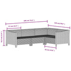 4-tlg. Garten-Lounge-Set mit Kissen Grau Poly Rattan