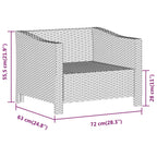 7-tlg. Garten-Lounge-Set mit Kissen Grau Poly Rattan