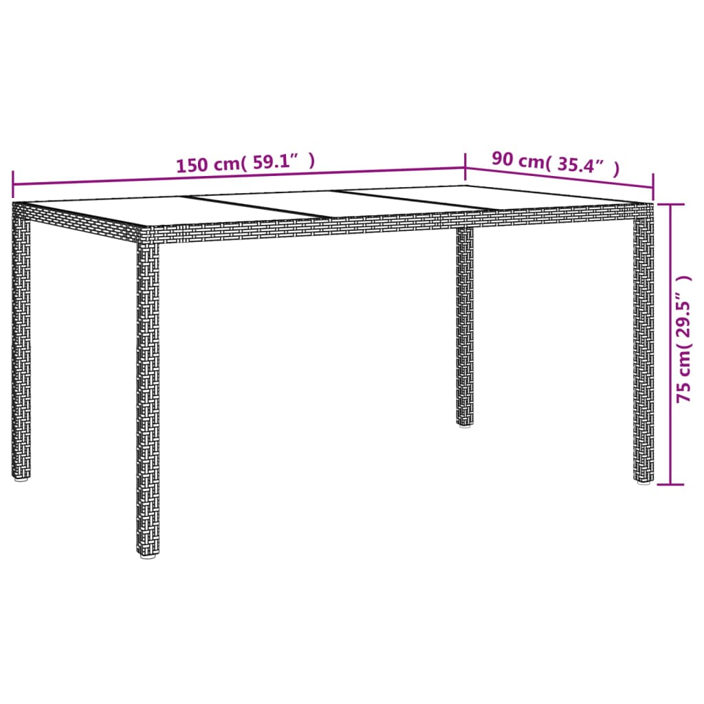 5-tlg. Garten-Essgruppe mit Kissen Braun Poly Rattan