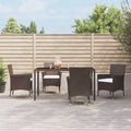 5-tlg. Garten-Essgruppe mit Kissen Braun Poly Rattan
