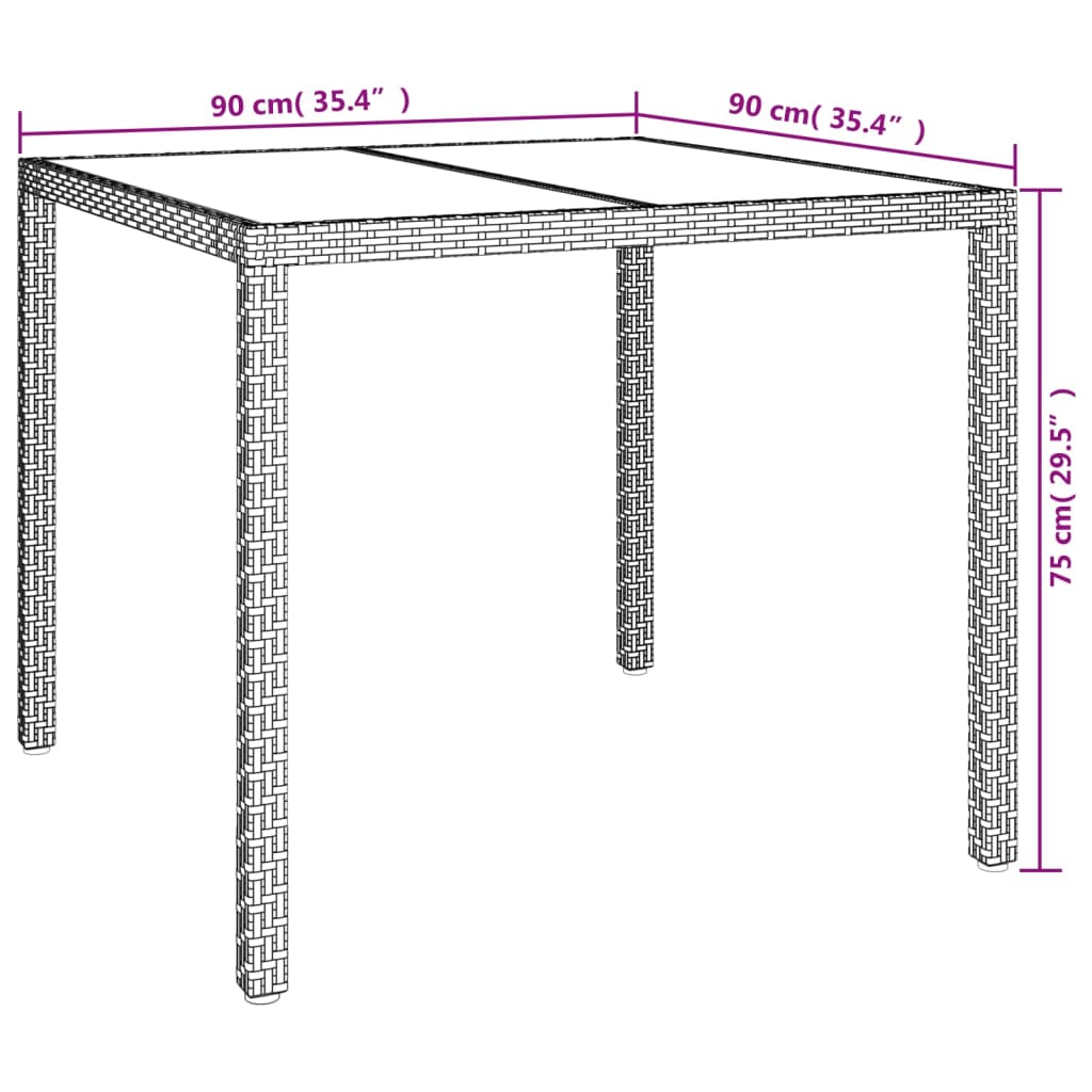 3-tlg. Garten-Essgruppe mit Kissen Grau Poly Rattan