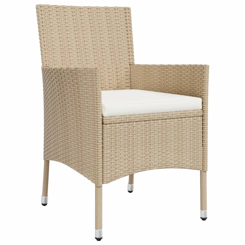 5-tlg. Garten-Essgruppe mit Kissen Beige Poly Rattan