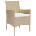 9-tlg. Garten-Essgruppe mit Kissen Beige Poly Rattan