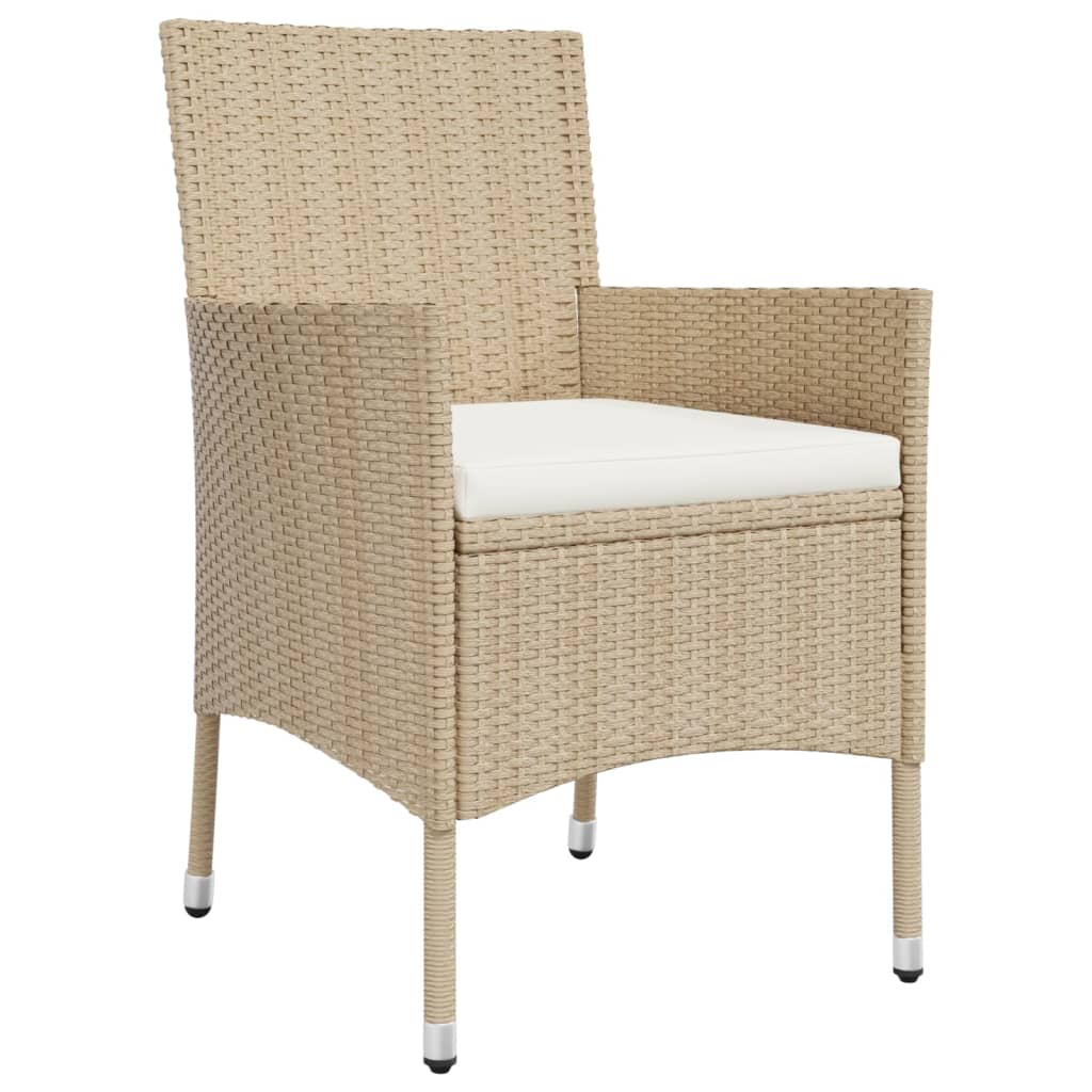 9-tlg. Garten-Essgruppe mit Kissen Beige Poly Rattan