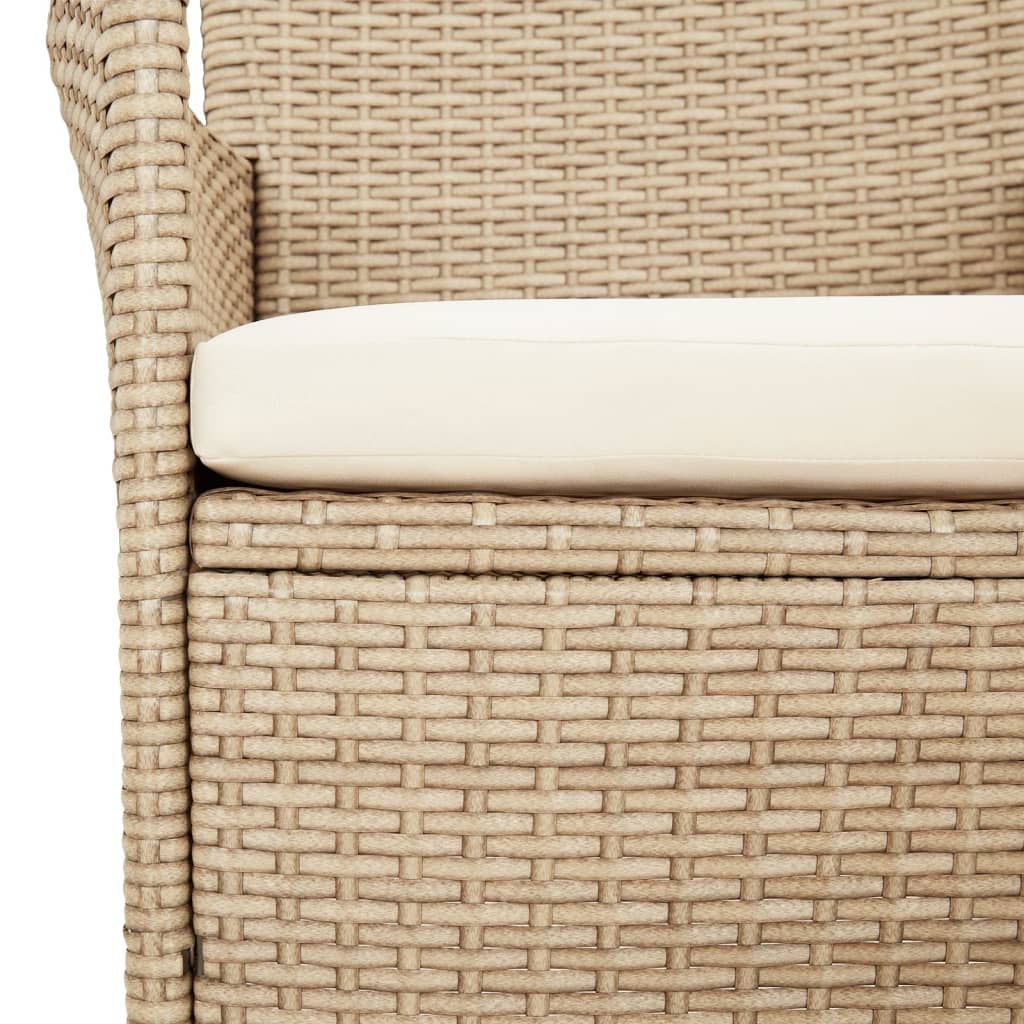 9-tlg. Garten-Essgruppe mit Kissen Beige Poly Rattan