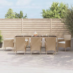 9-tlg. Garten-Essgruppe mit Kissen Beige Poly Rattan