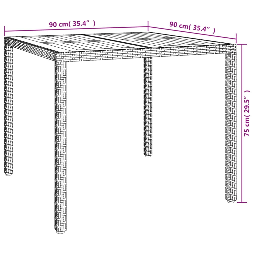 5-tlg. Garten-Essgruppe mit Kissen Schwarz Poly Rattan