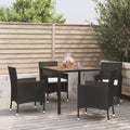 5-tlg. Garten-Essgruppe mit Kissen Schwarz Poly Rattan
