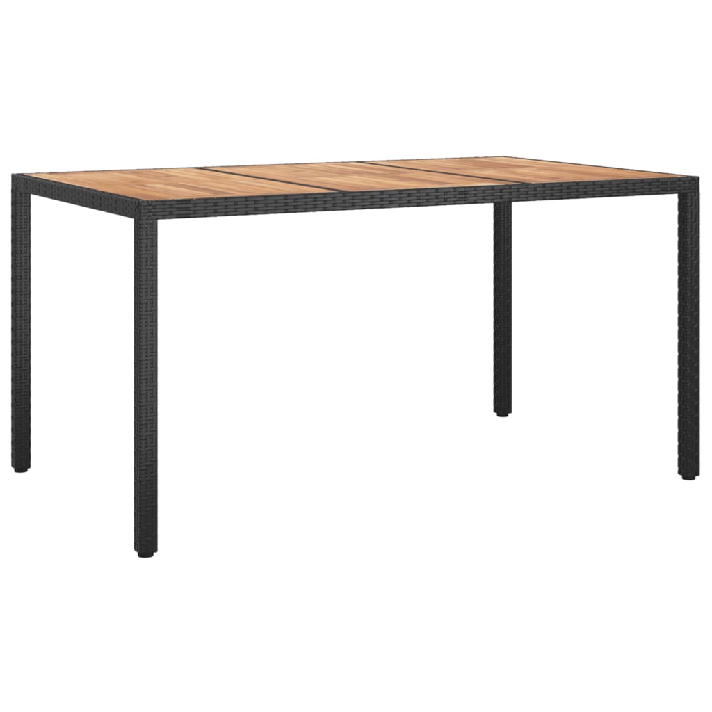 5-tlg. Garten-Essgruppe mit Kissen Schwarz Poly Rattan