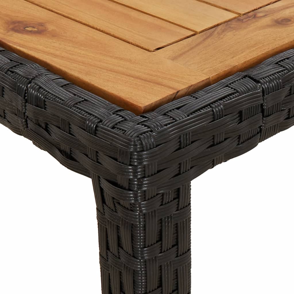 7-tlg. Garten-Essgruppe mit Kissen Schwarz Poly Rattan