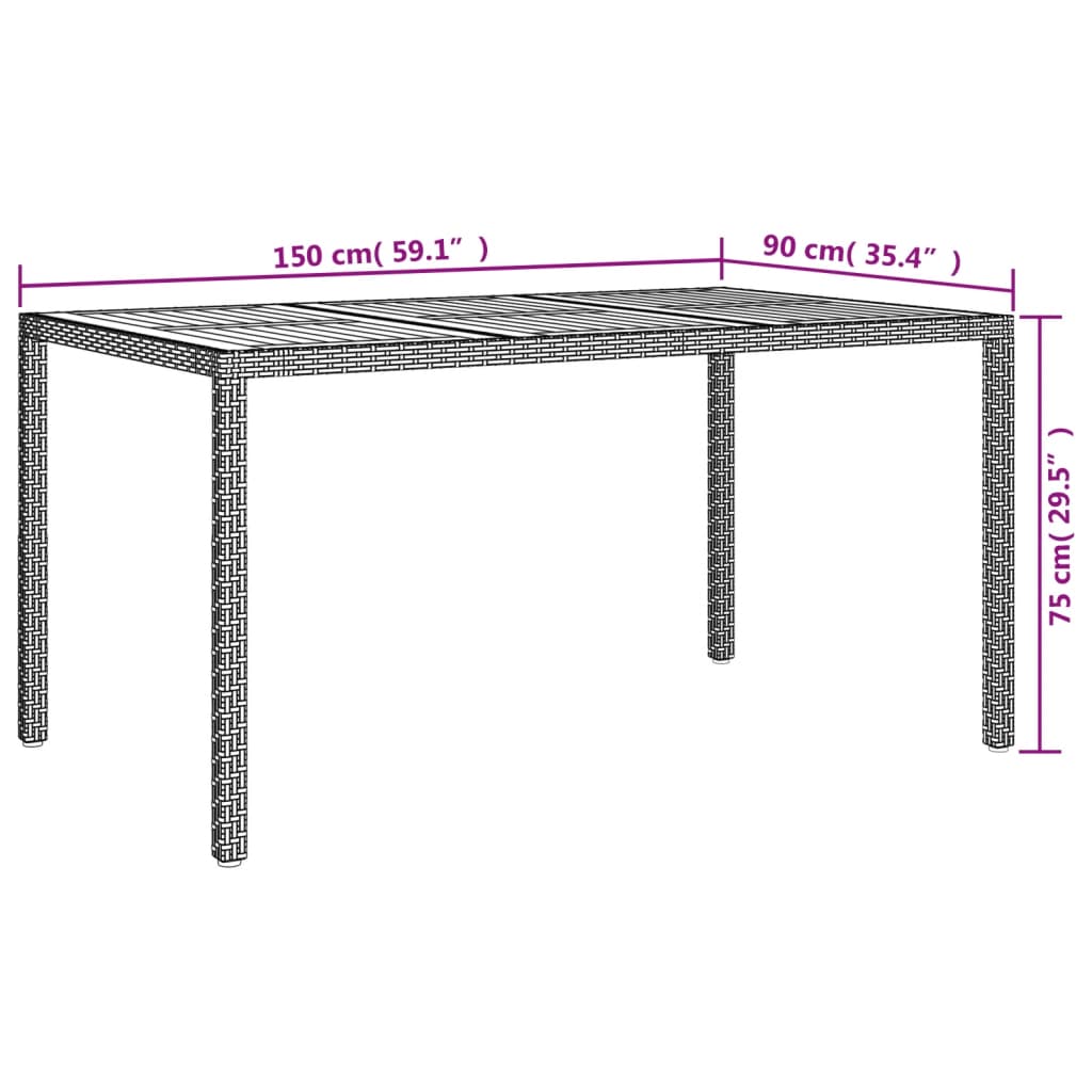 7-tlg. Garten-Essgruppe mit Kissen Schwarz Poly Rattan