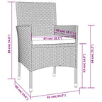 5-tlg. Garten-Bistro-Set mit Kissen Grau Poly Rattan