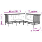 8-tlg. Garten-Lounge-Set mit Kissen Grau Poly Rattan