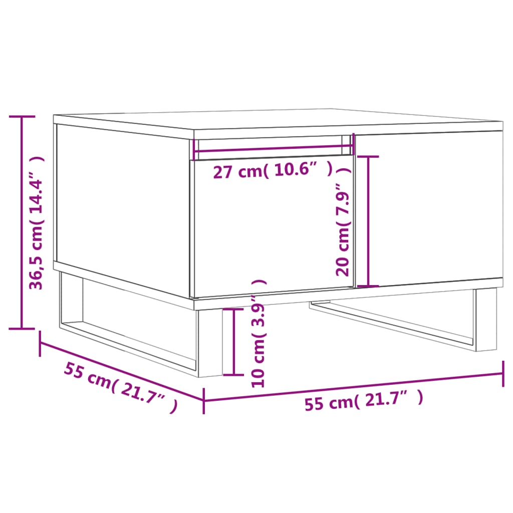 Couchtisch Sonoma-Eiche 55x55x36,5 cm Holzwerkstoff