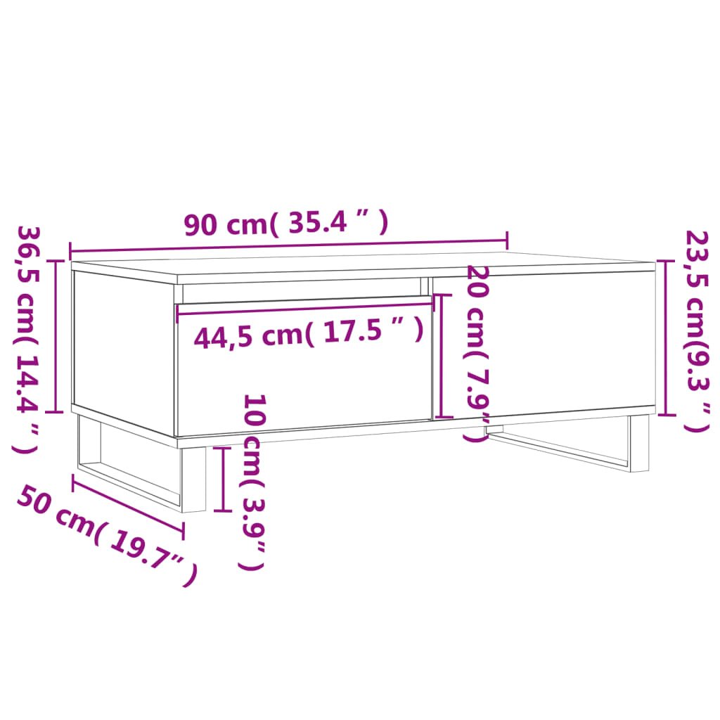 Couchtisch Betongrau 90x50x36,5 cm Holzwerkstoff