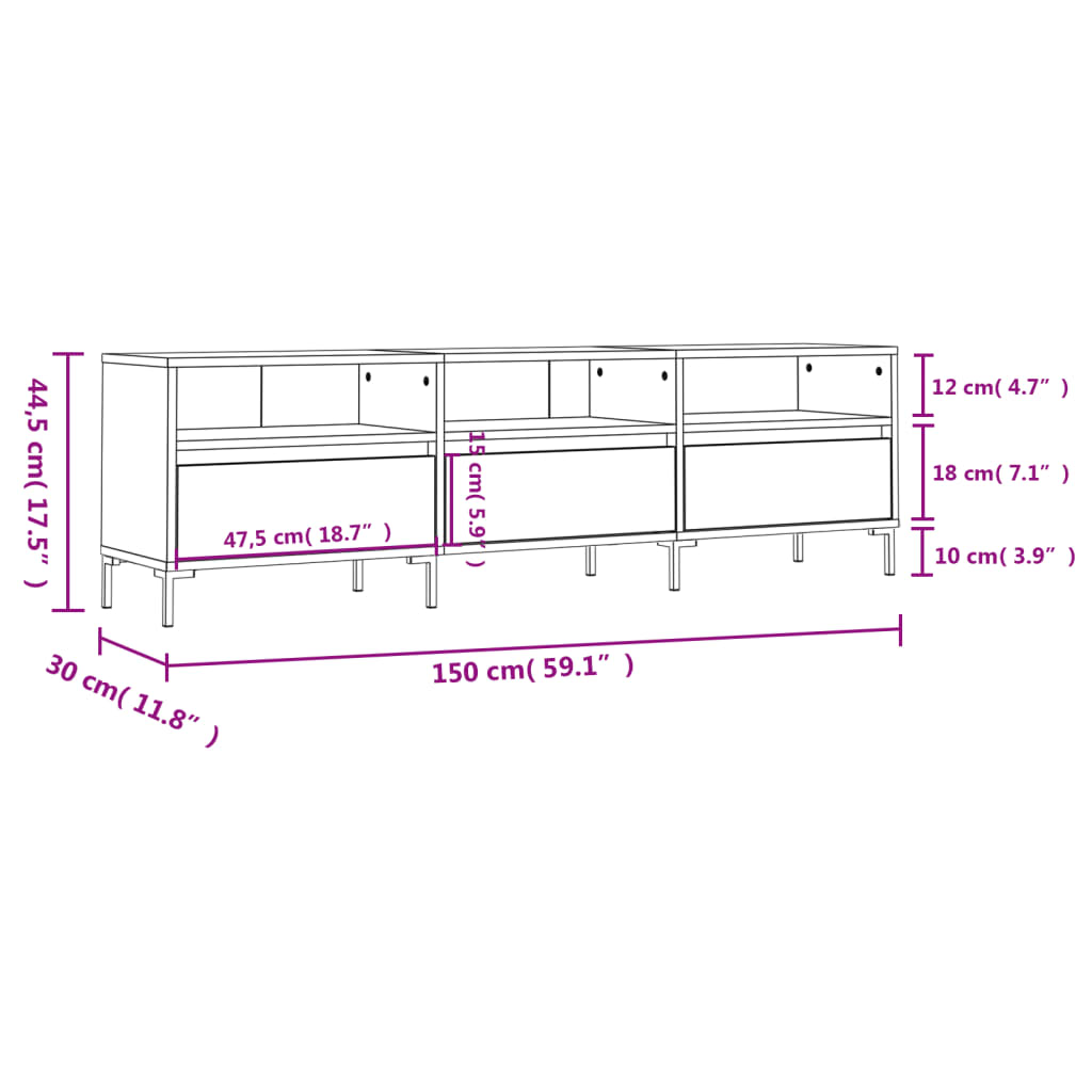 TV-Schrank Weiß 150x30x44,5 cm Holzwerkstoff