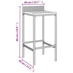 7-tlg. Gartenbar-Set Grau Poly Rattan & Massivholz Akazie