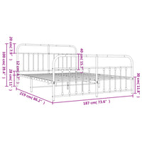 Bettgestell mit Kopf- und Fußteil Metall Schwarz 183x213 cm
