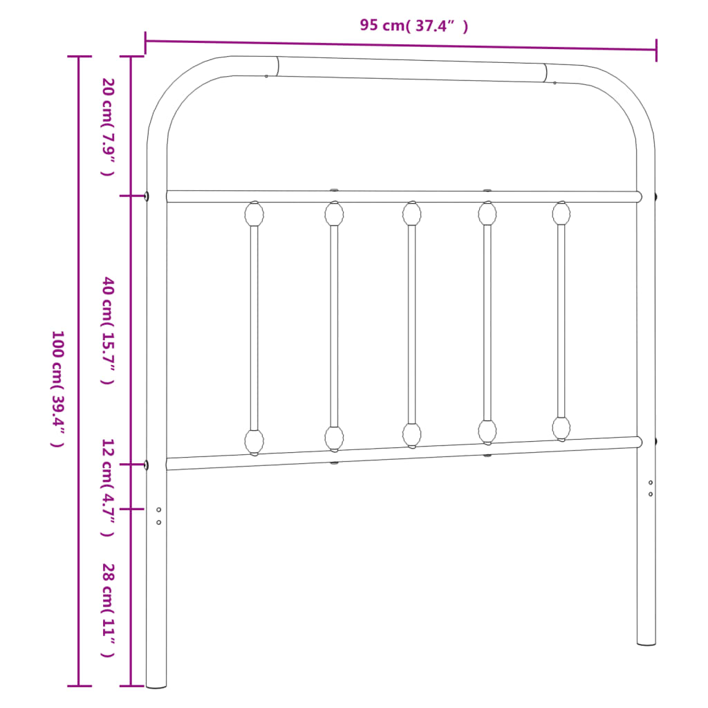 Kopfteil Metall Weiß 90 cm