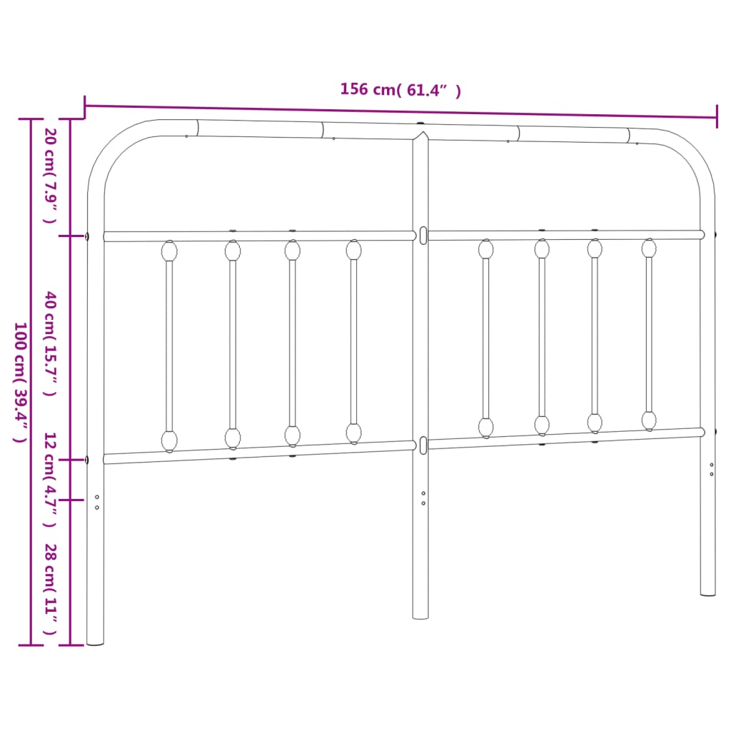 Kopfteil Metall Weiß 150 cm