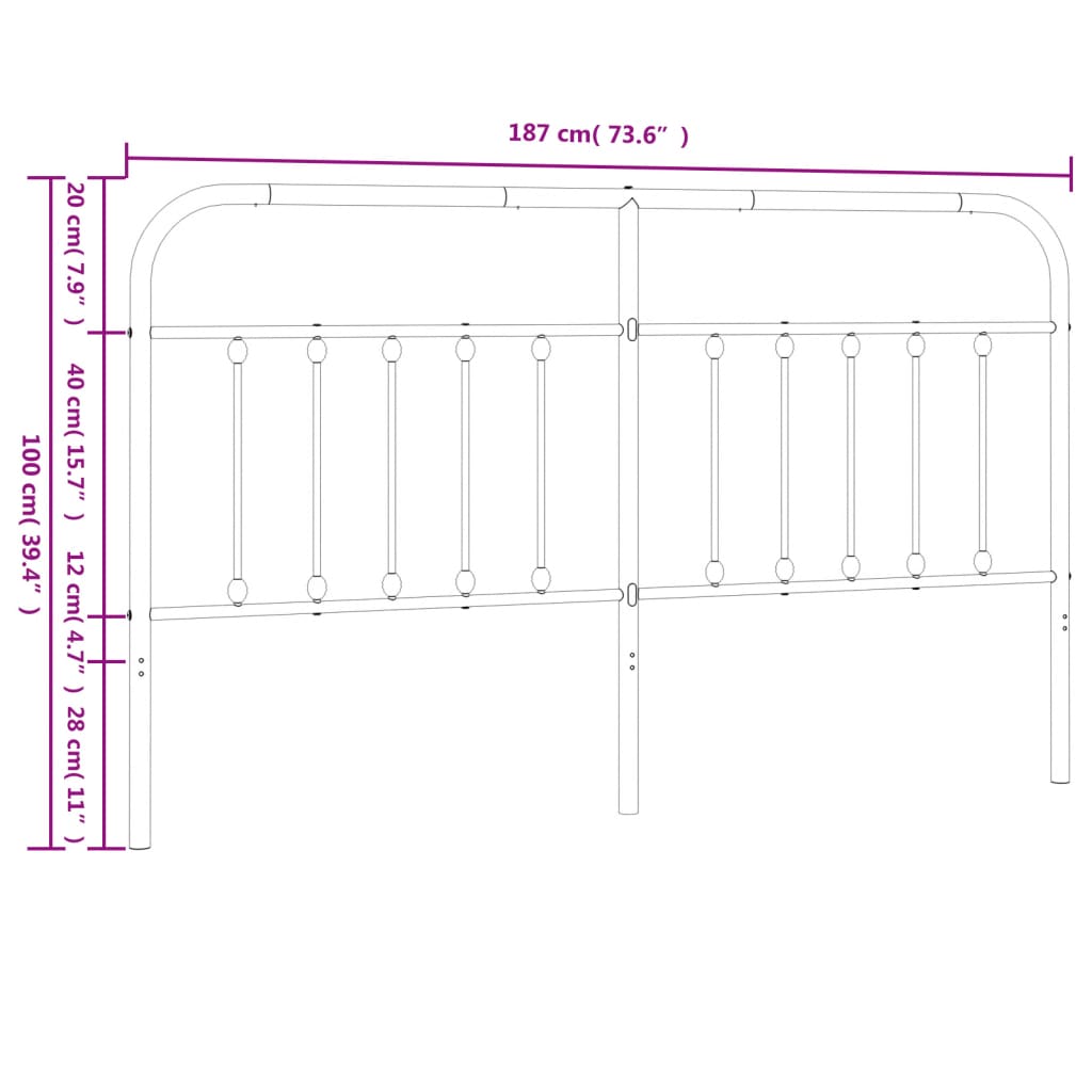 Kopfteil Metall Weiß 180 cm