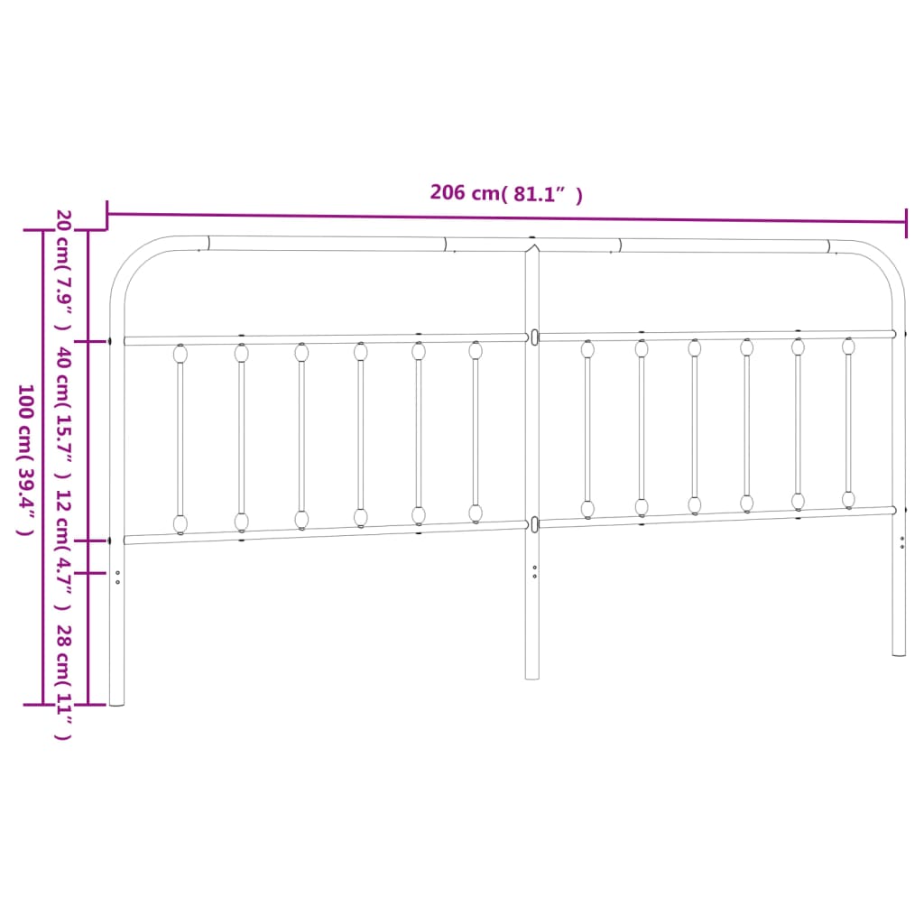 Kopfteil Metall Weiß 200 cm