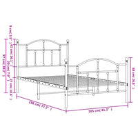Bettgestell mit Kopf- und Fußteil Metall Schwarz 100x190 cm