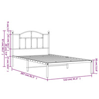 Bettgestell mit Kopfteil Metall Weiß 107x203 cm