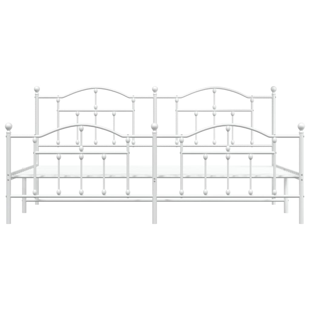 Bettgestell mit Kopf- und Fußteil Metall Weiß 193x203 cm