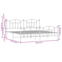 Bettgestell mit Kopf- und Fußteil Metall Weiß 193x203 cm