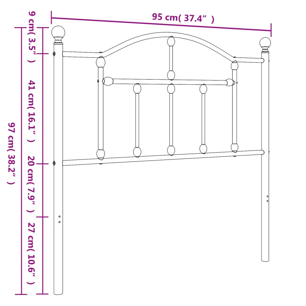 Kopfteil Metall Weiß 90 cm