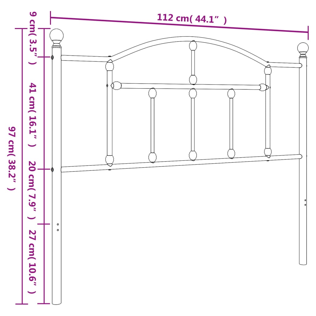 Kopfteil Metall Weiß 107 cm