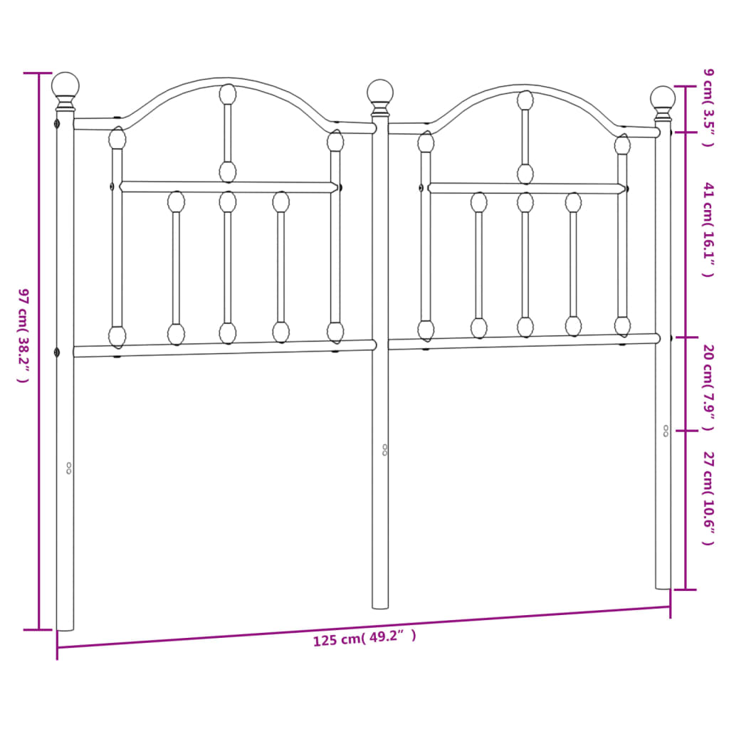 Kopfteil Metall Weiß 120 cm