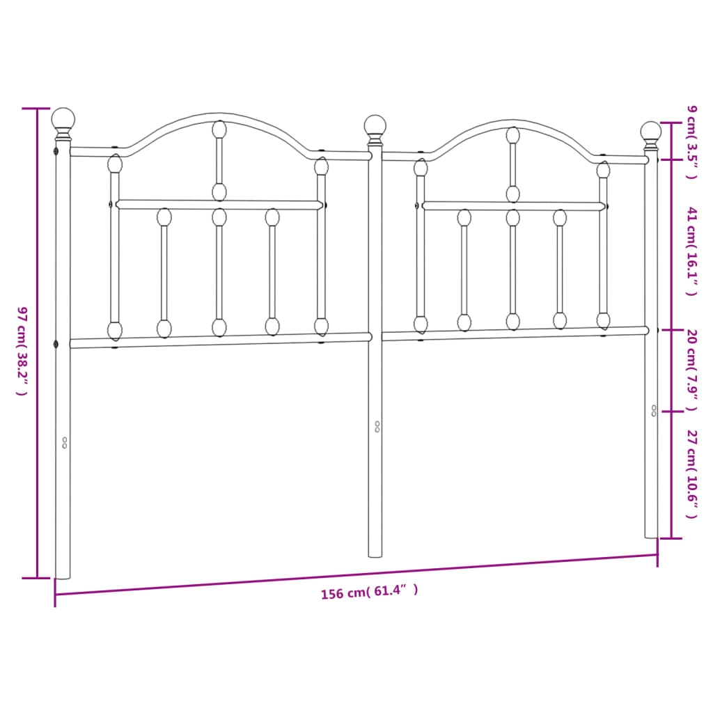 Kopfteil Metall Weiß 150 cm