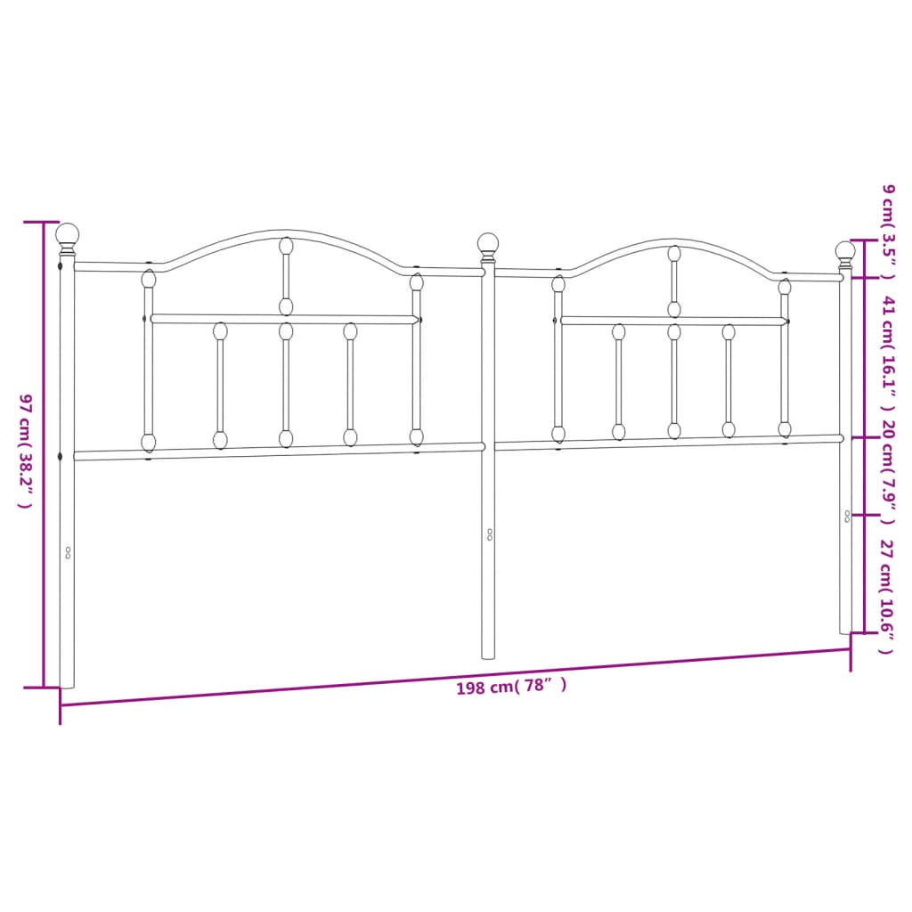 Kopfteil Metall Weiß 193 cm