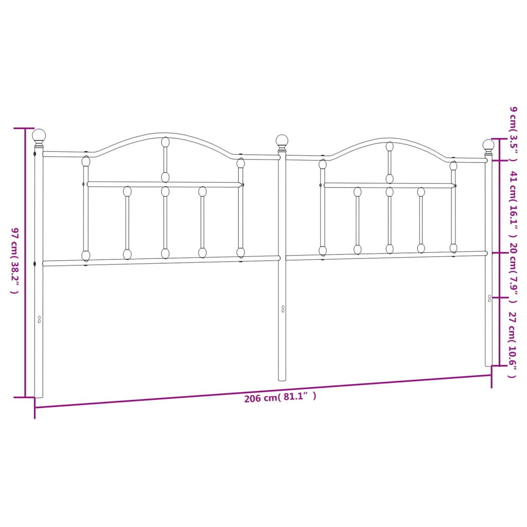 Kopfteil Metall Weiß 200 cm