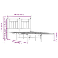 Bettgestell mit Kopfteil Metall Schwarz 135x190 cm