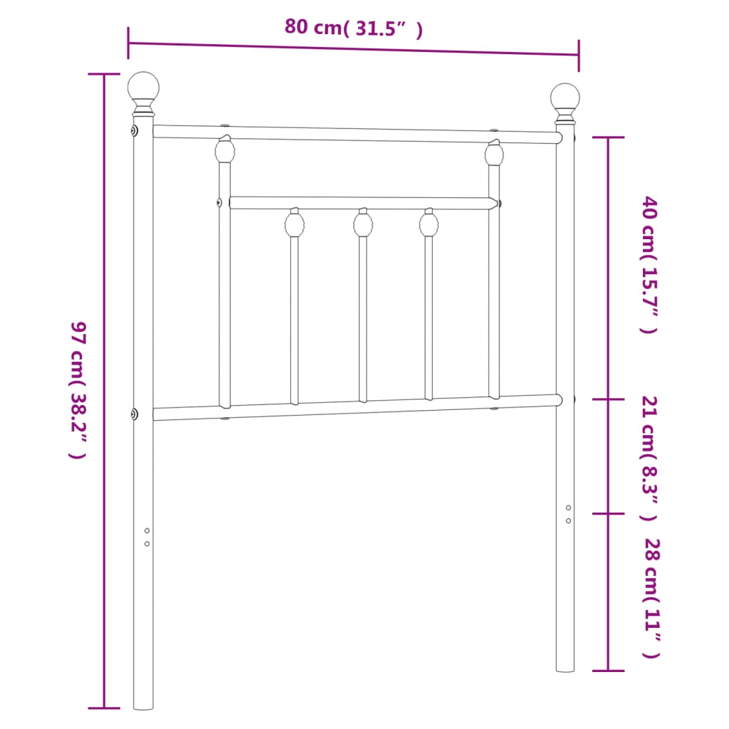 Kopfteil Metall Weiß 75 cm